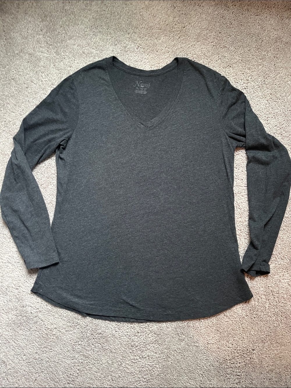 Natural Reflections Charcoal V-Neck Long Sleeve Tee